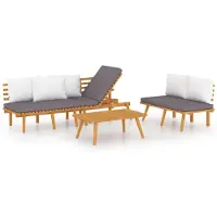 vidaXL Ensemble de salon de jardin avec coussins en bois massif d'acacia Groupe de salon d'extérieur