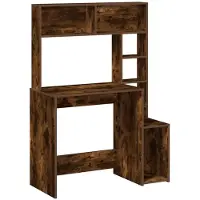vidaXL Bureau avec étagère chêne fumé 100x45x140 cm Bois composite