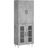vidaXL Highboard gris béton 69,5x34x180 cm Bois composite