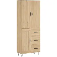 vidaXL Highboard chêne Sonoma 69,5x34x180 cm Matériau dérivé du bois