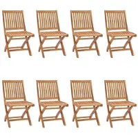 vidaXL Chaises de jardin pliantes 8 pcs. Bois massif teck