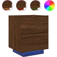vidaXL Armoire de chevet et lumières LED chêne marron bois ingénierie