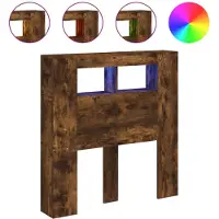 vidaXL Tête de lit LED chêne fumé 100x18,5x103,5 cm Bois composite