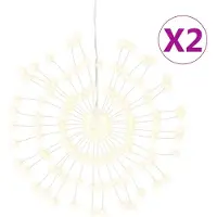 vidaXL Illuminations de Noël Feux d'artifice 2 pcs 140 LED blanc chaud 17cm