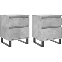 vidaXL Tables de chevet 2 pcs gris béton 40x35x50 cm bois d’ingénierie