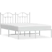 vidaXL Cadre de lit avec tête de lit en métal blanc 135x190 cm