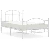 vidaXL Cadre de lit avec tête et pied de lit en métal blanc 100x190 cm
