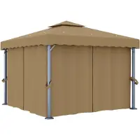 vidaXL Pavillon avec rideau 3x3 m Taupe Aluminium