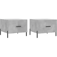 vidaXL Tables basses 2 pcs. Gris béton 50x50x40 cm Bois composite