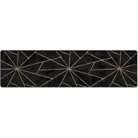 vidaXL Tapis lavable noir et doré 80x300 cm antidérapant