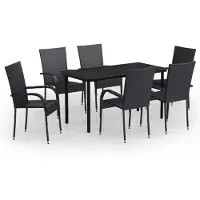 vidaXL Ensemble de jardin 7 pièces noir
