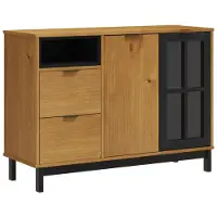vidaXL Buffet avec porte vitrée FLAM 110x40x80 cm pin massif