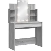 vidaXL Coiffeuse avec lampes LED Gris Sonoma 96x40x142 cm