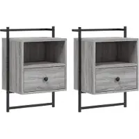 vidaXL Table de chevet murale 2 pcs sonoma gris 40x30x61 cm