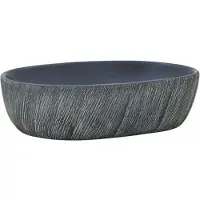 vidaXL Vasque à poser noir et gris ovale 47x33x13 cm Céramique