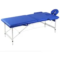 vidaXL Table de massage pliante 2 zones avec châssis en aluminium bleu