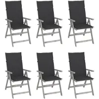 vidaXL Chaises de jardin réglables 6 pcs. avec coussins en bois massif d'acacia