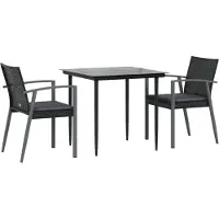 vidaXL Ensemble de jardin 3 pièces avec coussins Poly rotin et acier