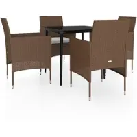 vidaXL Ensemble de jardin 5 pièces avec coussins Marron et noir