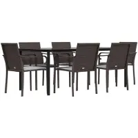 vidaXL Ensemble de jardin 7 pièces avec coussins Poly rotin et acier