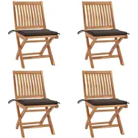 vidaXL Chaises de jardin pliantes avec coussins 4 pcs. Bois massif teck