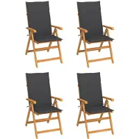 vidaXL Chaises de jardin 4 pcs. avec coussins anthracite teck massif