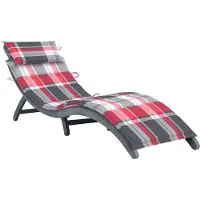 vidaXL Chaise longue avec support Gris Bois massif Acacia