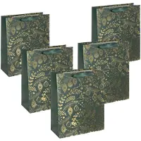 Sigel Sac cadeau Large 260x320x120mm Golden ornaments on green (5x)