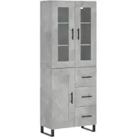 vidaXL Highboard gris béton 69,5x34x180 cm Bois composite