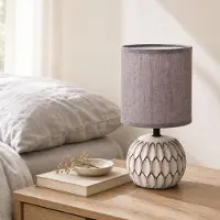 Aigostar Lampe de table , abat-jour en tissu, style vintage rétro, idéale pour une table de chevet, une table d'appoint ou une lampe de bureau. Compatible avec des ampoules E14. Matériau : céramique