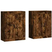 vidaXL Armoires murales 2 pcs. Chêne fumé Matériau dérivé du bois