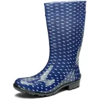 Ladeheid Bottes en caoutchouc pour femmes LA-967 (bleu foncé à pois, taille 42 EU)
