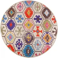 vidaXL Tapis lavable multicolore Ø 120 cm antidérapant
