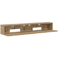 vidaXL Table de travail pour studio, finition chêne artisan, 110 x 36 x 19,5 cm, panneau de particules