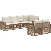 vidaXL Ensemble de canapés de jardin , 7 pièces, couleur beige et crème