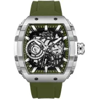 Police Montre fonction Flash Olive Silver