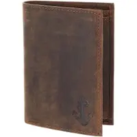 OXMOX Cuir porte-monnaie Leather RFID Protect Kombibörse Freedom Anchor Embossed Vintage Dark Brown marron foncé