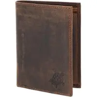 OXMOX Cuir porte-monnaie Leather RFID Protect Kombibörse Turtle 2.0 Embossed Vintage Dark Brown marron foncé
