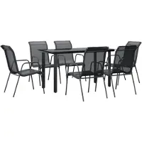 vidaXL Ensemble de jardin 7 pièces noir acier et textilène