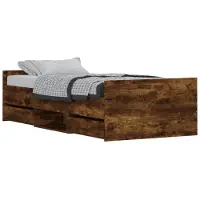 vidaXL Cadre de lit avec tête et pied de lit en chêne fumé 90x190 cm