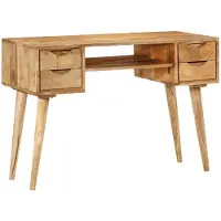 vidaXL Bureau avec tiroirs 110x47x76 cm bois massif mangue