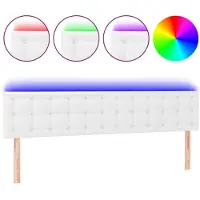 vidaXL Tête de lit LED blanc 200x5x78/88 cm similicuir