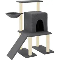 vidaXL Arbre à chat avec colonnes à griffer en sisal gris foncé 96,5 cm