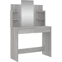 vidaXL Coiffeuse avec miroir Gris Sonoma 96x39x142 cm