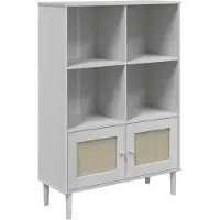vidaXL Bibliothèque SENJA aspect de rotin blanc bois massif de pin