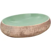 vidaXL Vasque à poser vert et marron ovale 59x40x15 cm Céramique
