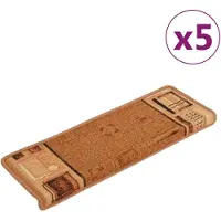 vidaXL Tapis d'escalier autoadhésifs 5 pcs 65x21x4 cm Beige