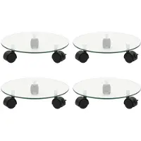vidaXL Supports roulants à plantes 4 pcs 28 cm Verre trempé Rond