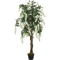 vidaXL Glycine artificielle 840 feuilles 120 cm vert et blanc
