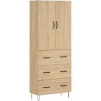vidaXL Highboard chêne Sonoma 69,5x34x180 cm Matériau dérivé du bois